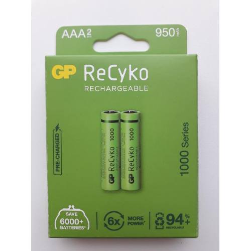 Batéria dobíjacia GP RECYKO 1000 AAA (HR6), 2BL blister