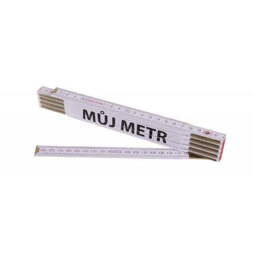 Levně Metr skládací dřevěný PROFI, CE, MŮJ METR, bílý, 2 m