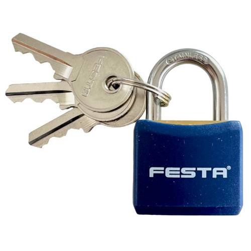 Zámek visací mosazný, 30 mm, poplastovaný