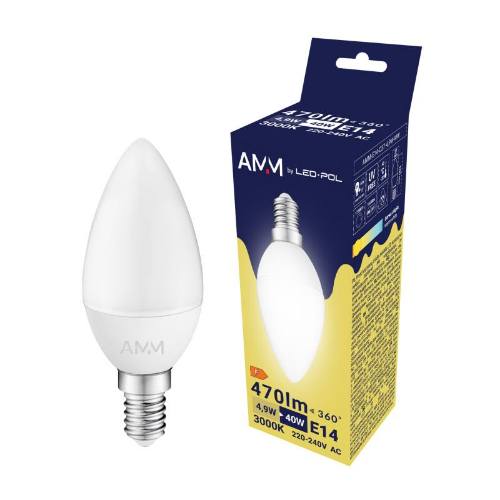 Žiarovka AMM-E14-C37-4,9W-WW