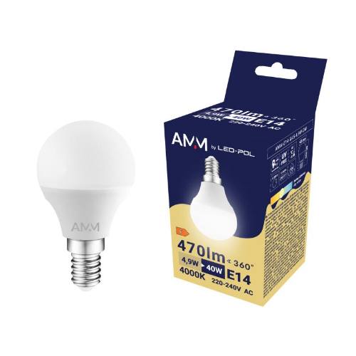 Žiarovka AMM-E14-G45-4,9W-DW