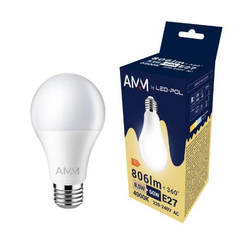 Žiarovka AMM-E27-A60-8,5W-DW