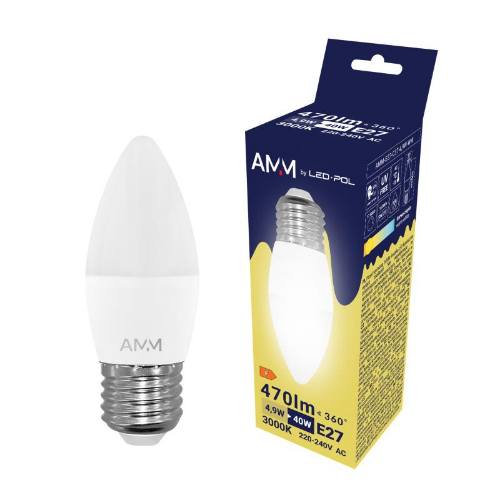Žiarovka AMM-E27-C37-4,9W-WW