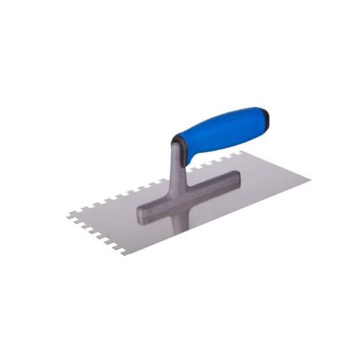 Hladítko nerez, zub 6x6 mm, 270 mm, rukojeť gumová s polyamidovou patkou