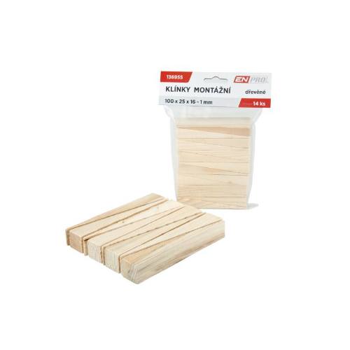 Klinky montážne drevené, 100 x 25 x 16 - 1 mm, 14 ks, ENPRO