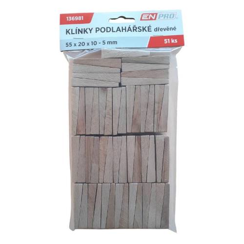 Levně Klínky podlahové dřevěné, 55 x 20 x 10 - 5 mm, 51 ks, ENPRO