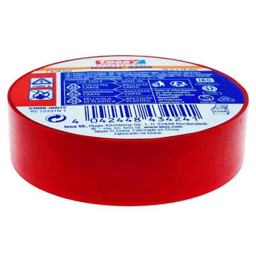 Levně Páska elektroizolační PVC 53988, IEC, 10 m x 15 mm, červená, TESA