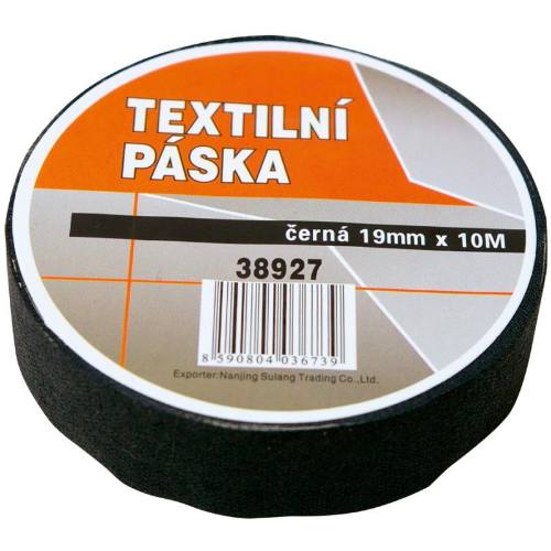 Levně Páska textilní, 19 mm x 10 m, černá