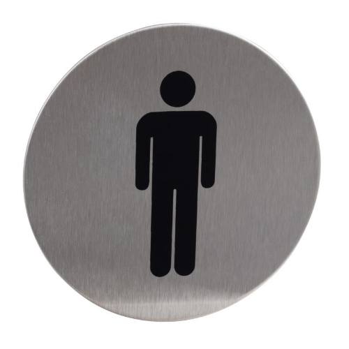 Znak rozlišovací "WC-muži", Ø 75 mm, samolepící, nerez