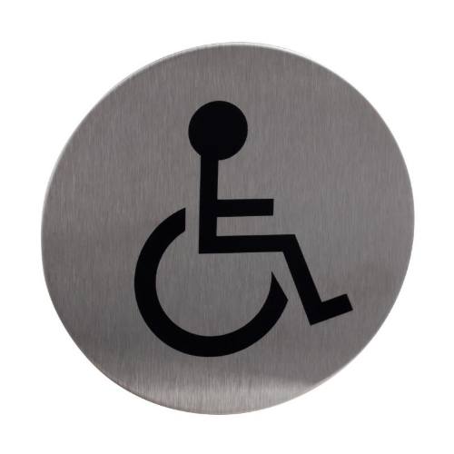 Znak rozlišovací "WC-invalidé", Ø 75 mm, samolepící, nerez
