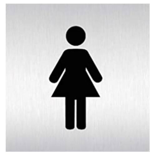 Znak rozlišovací "WC-ženy", 60 x 60 mm, samolepící, nerez