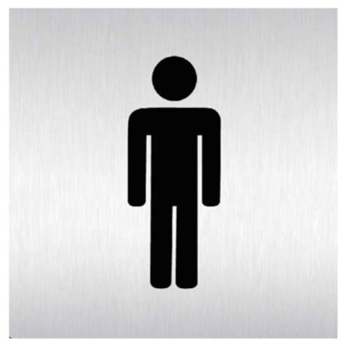 Znak rozlišovaciu "WC-muži", 60 x 60 mm, samolepiace, nerez