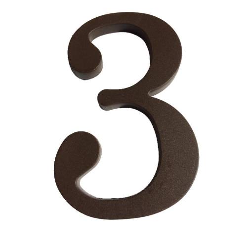 Číslo "3", 180 mm, plastová hnedá