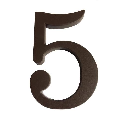 Číslo "5", 180 mm, plastová hnedá