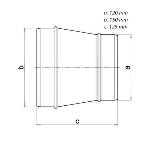 Redukce pro flexopotrubí RK, Ø 125/150 mm, kovová 0639