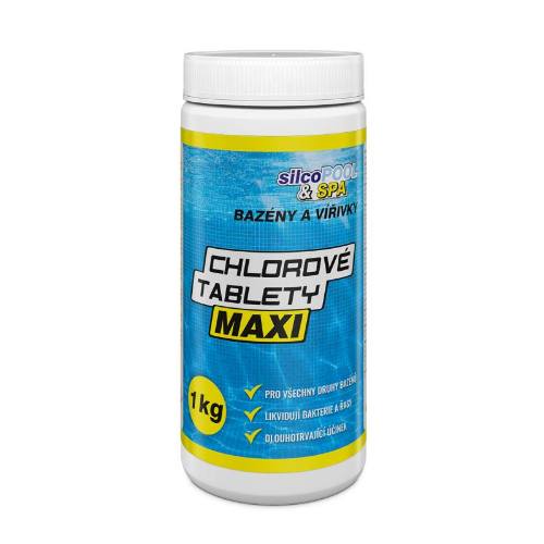 Levně Chemie bazénová, Chlorové tablety MAXI, 1 kg, SILCO