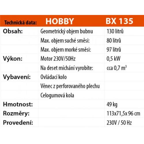Levně Míchačka LESCHA BX 135, 125 l, 230 V, WS HR