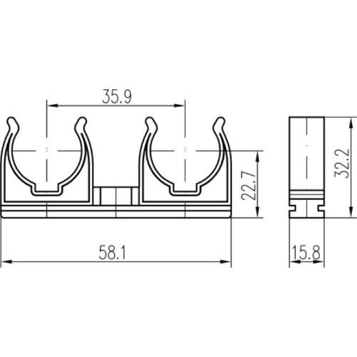 Příchytka D 2 x 15, 50 ks