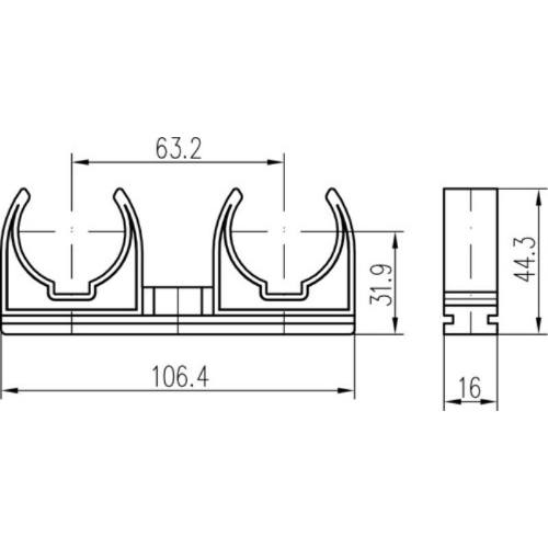 Příchytka D 2 x 25, 50 ks