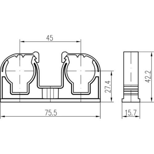 Příchytka D 2 x 22 s klipem bílá, 50 ks