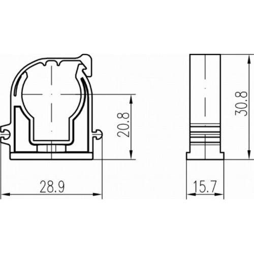 Příchytka D 15 s klipem a maticí bílá, 50 ks