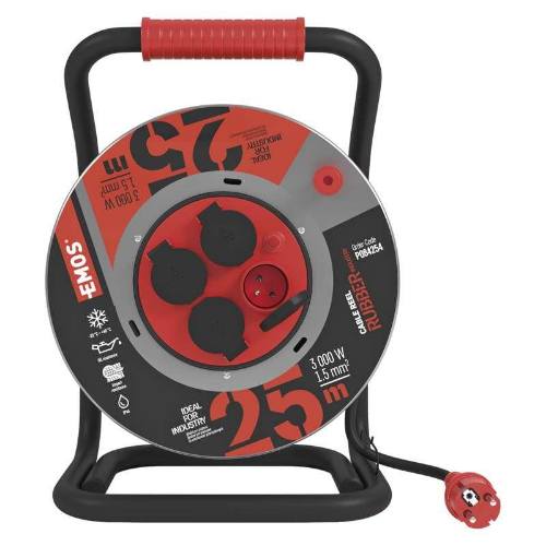 Bubon 4 zásuvky, 25m, 1,5mm, guma / neoprén