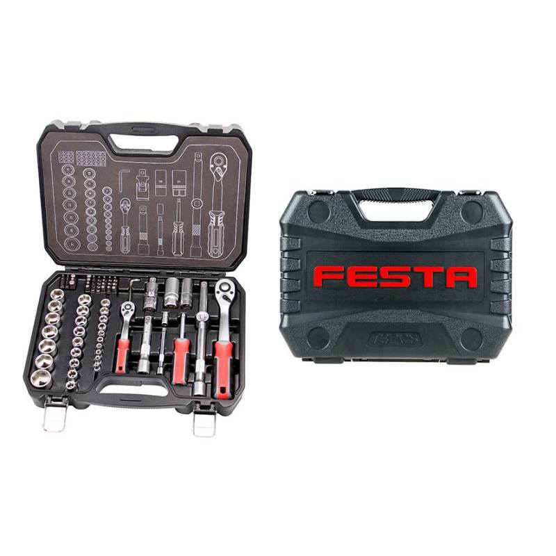 Gola sada, 73 ks, 1/4" + 1/2", plast obal, CrV, FESTA