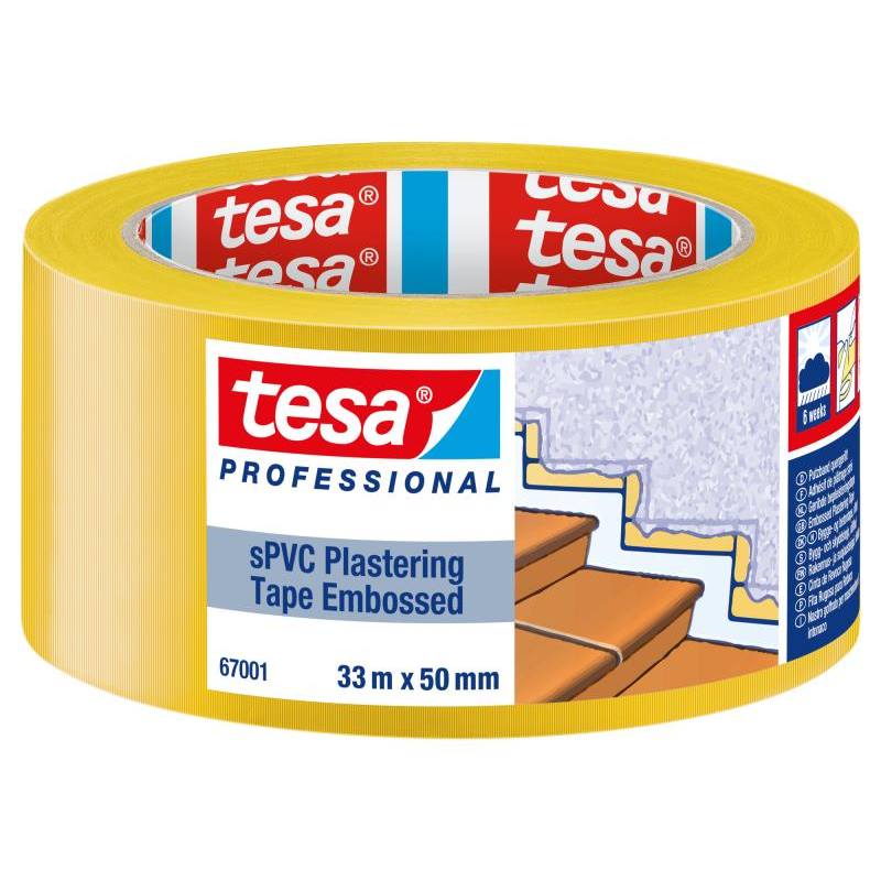 Páska omietacia 67001, PVC, rebrovaná, UV 6 týždňov, 33 m x 50 mm, žltá