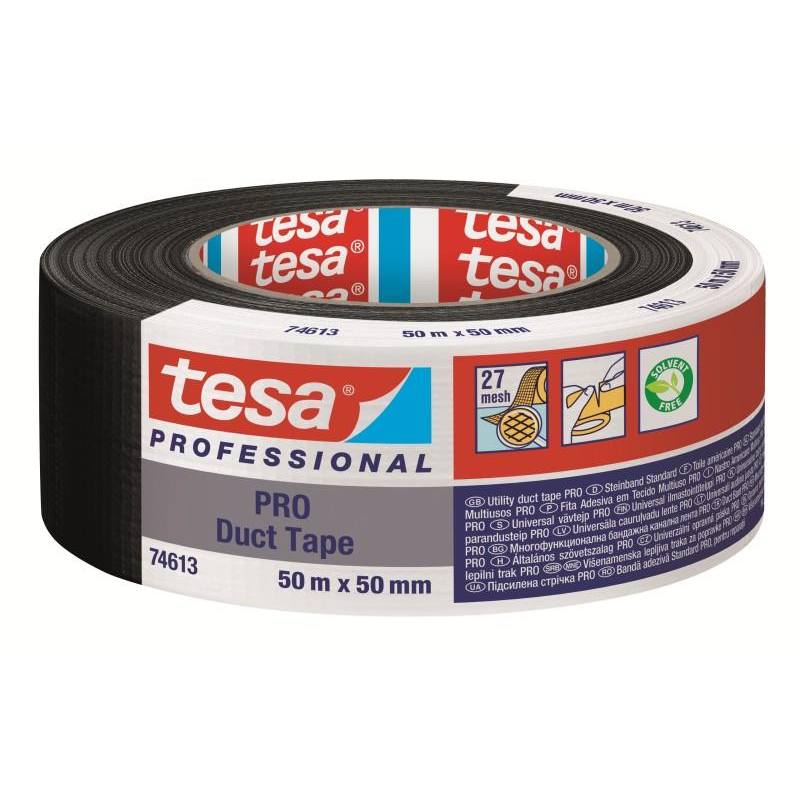 Páska opravná textilní, 50 m x 50 mm, černá, Duct Tape, TESA