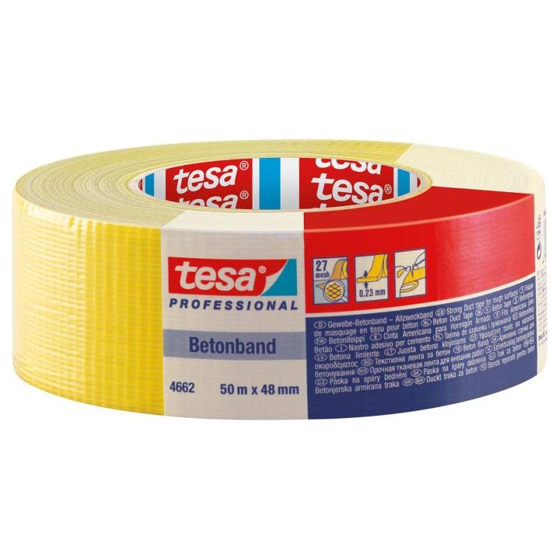 Páska opravná textilná 4662 Betonband, 50 m x 48 mm, žltá