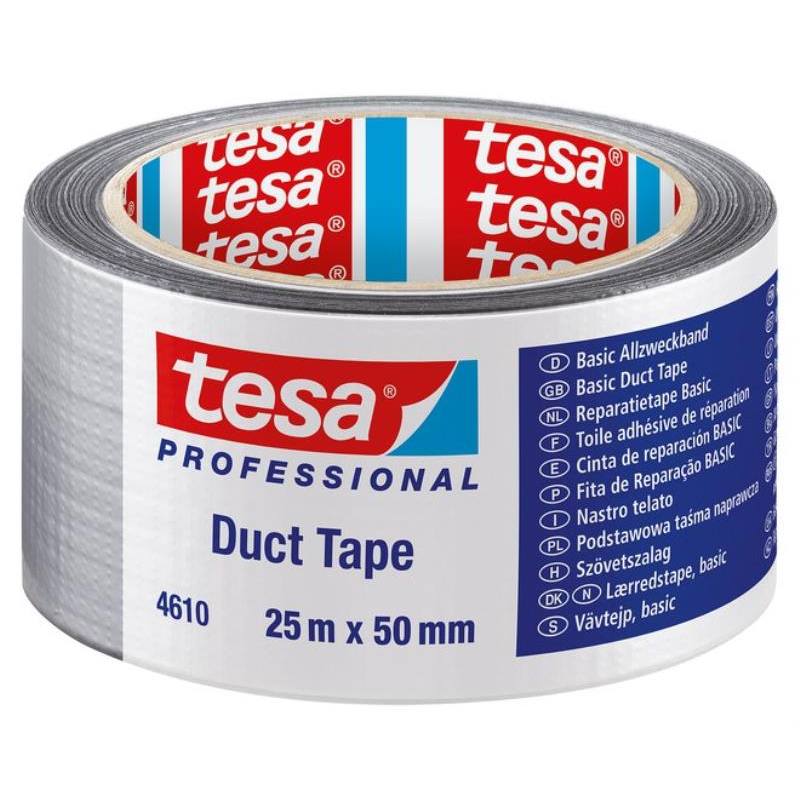 Páska opravná textilní 25 m x 50 mm, stříbrná, Duct Tape, TESA