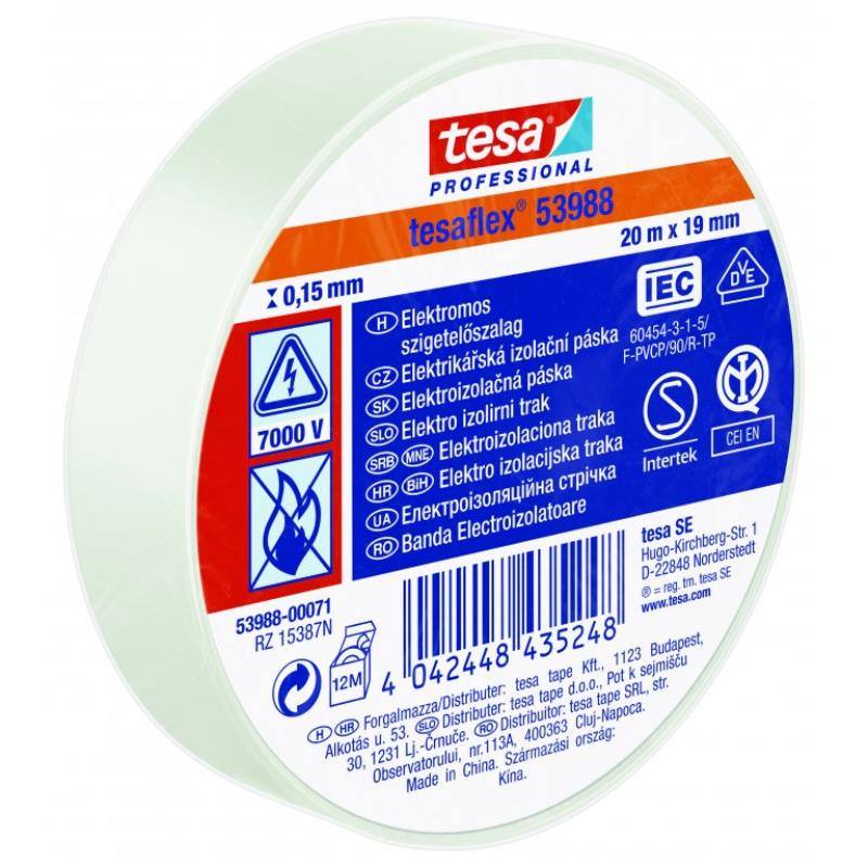Páska elektroizolačná PVC 53947, IEC, 20 m x 19 mm, biela, TESA