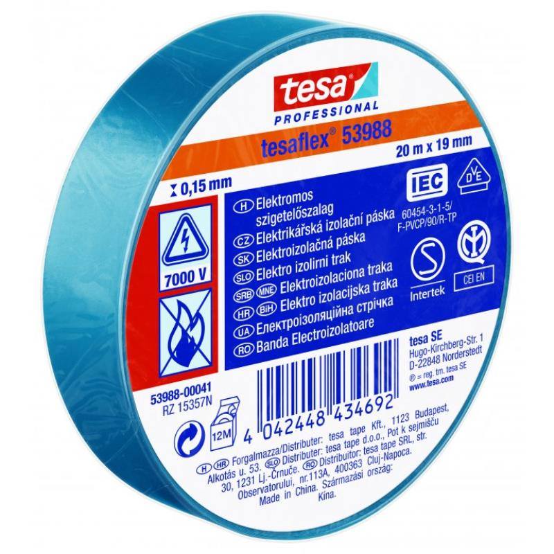 Páska elektroizolačná PVC 53947, IEC, 20 m x 19 mm, modrá, TESA