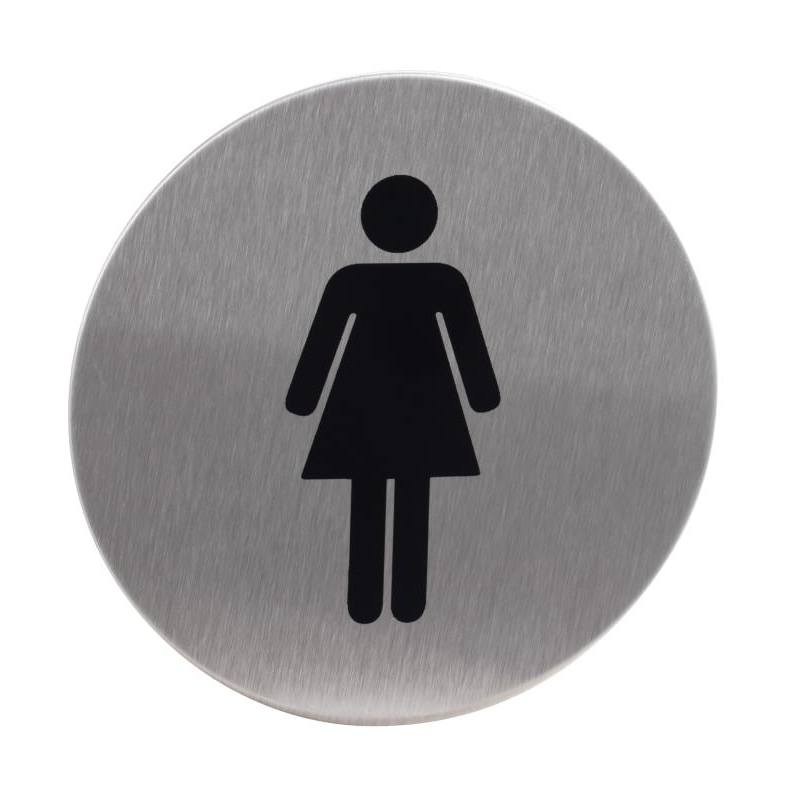 Znak rozlišovacej "WC-ženy", Ø 75 mm, samolepiaci, nerez