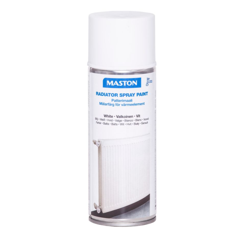 Barva na radiátory ve spreji , bílá lesklá, MASTON RADIATOR WHITE GLOSS, 400ml