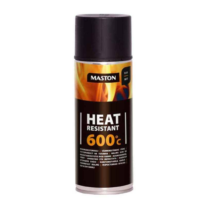 Barva s tepelnou odolností ve spreji, černá matná, MASTON, 400ml