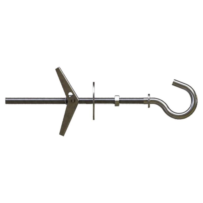 Kotva rozpínací typu PARASOLKA, M4 x 75 mm, ø 14 mm, do materiálů s dutinou, s háčkem, STALCO, bal. 50 ks