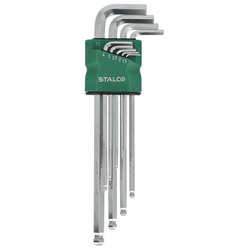 Klíče imbusové, 1,5 - 10 mm dlouhé s kuličkou STALCO, set 9 ks