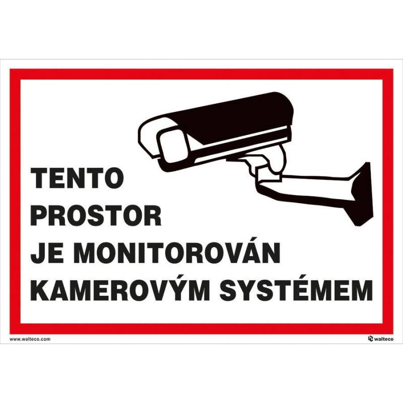 Tento prostor je monitorován, Materiál plast, formát A4, K přišroubování